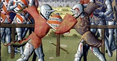 le premier combat entre Lancelot et méléagant, le chevalier à la charrette
